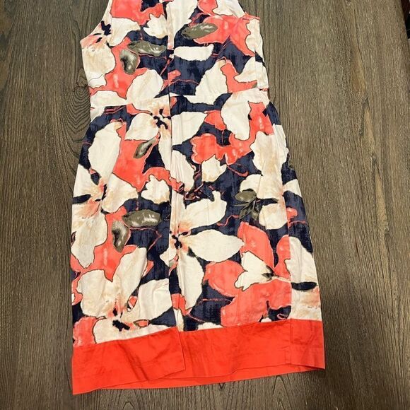 Cato Tropical Floral Cream Orange Sheath Dress Size 10 - Picture 7 of 8